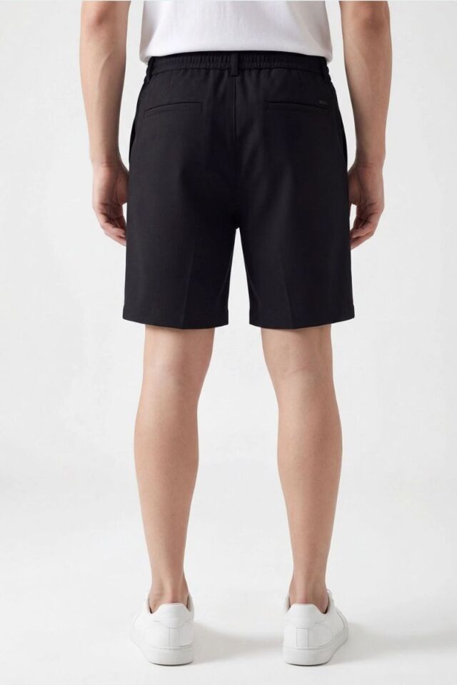 Erkek Beli Lastikli Bağlamalı 4 Cepli Outdoor Pantolon Şort Siyah - XL