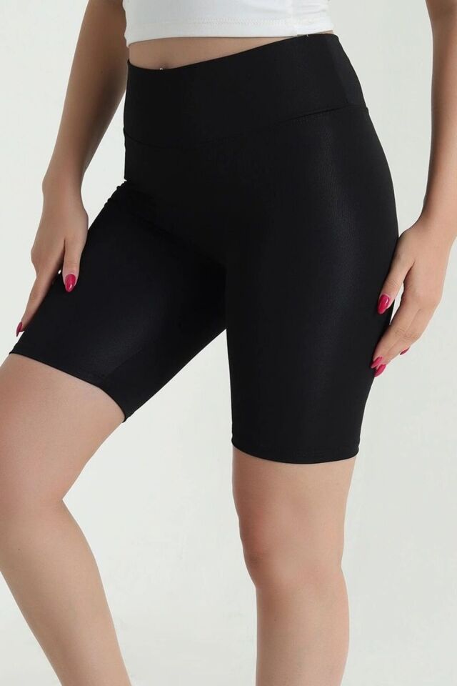 Kadın Dizüstü Push Up Spor Şort Tayt Siyah - L