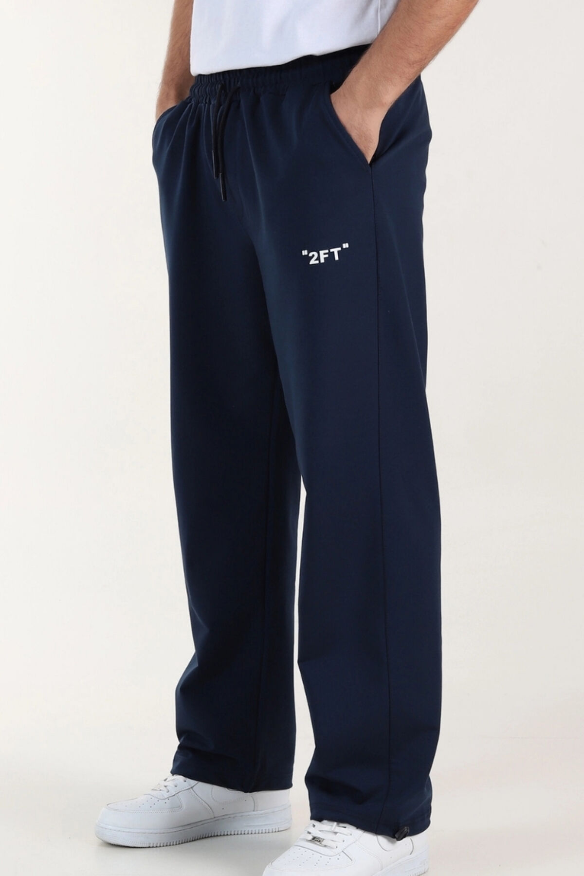 Kompak Rahat Kalıp Yanı Biyeli Ayarlanabilir Paça Eşofmanaltı Lacivert - M