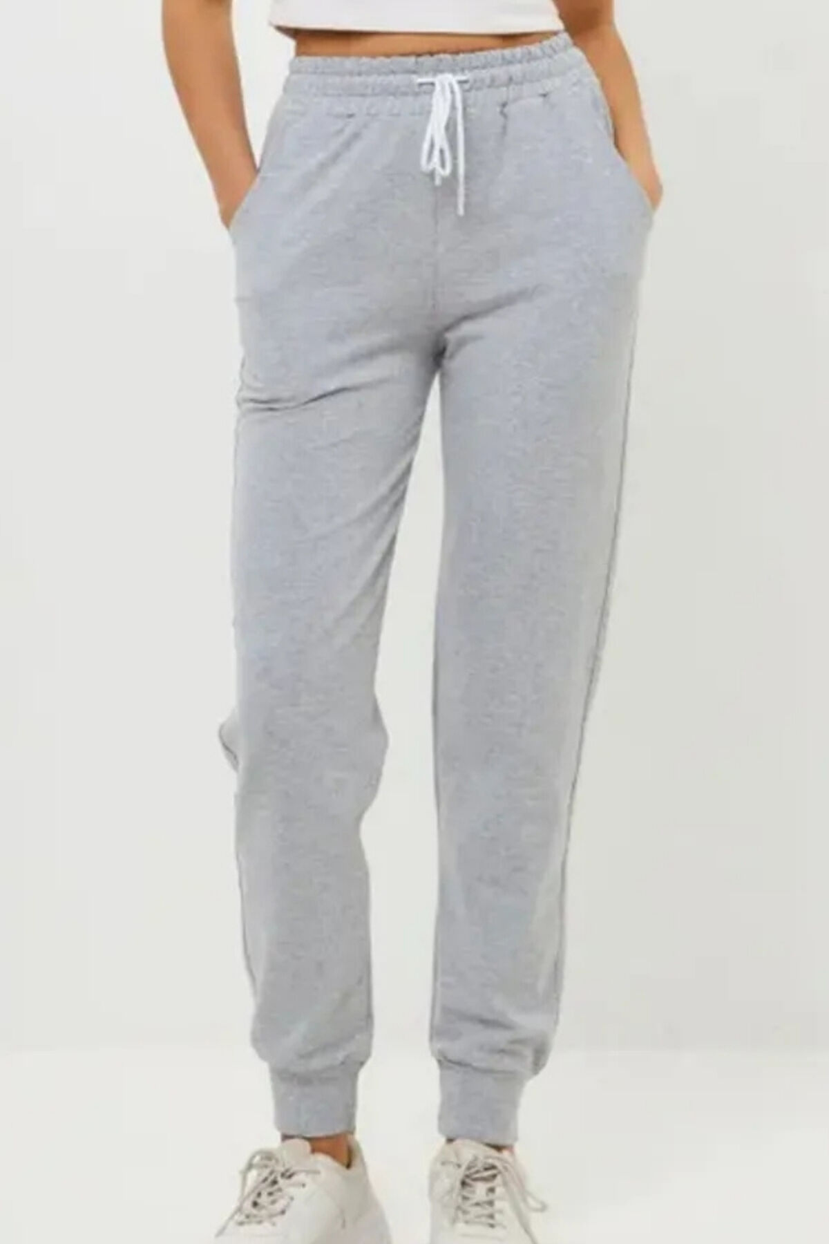 Gri Renk Kadın Slim Fit Jogger Eşofman Altı Gri - 2XL