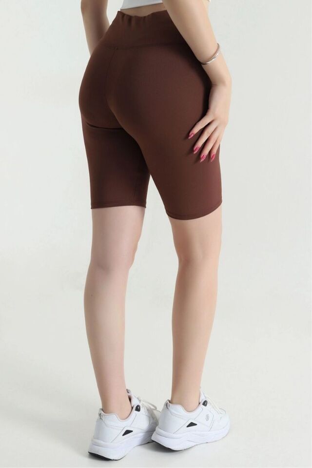 Kadın Dizüstü Push Up Spor Şort Tayt Kahve - 2XL