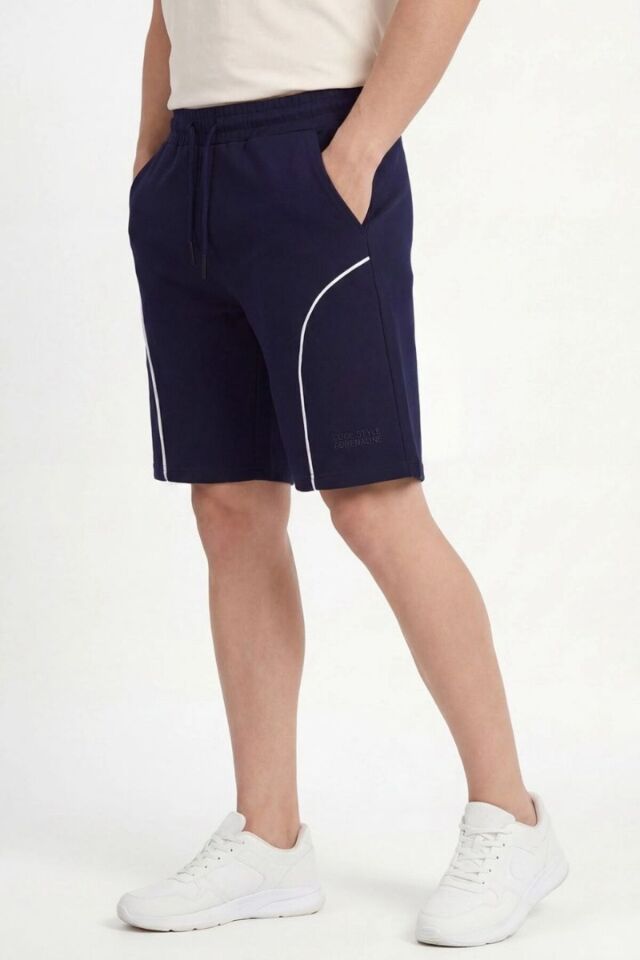 Kompak Slimfit Kalıp Ön Oval Yan Cepli Confort Şort Lacivert - S