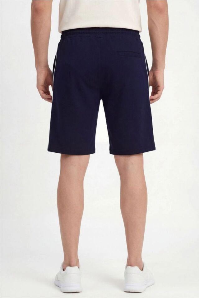 Kompak Slimfit Kalıp Ön Oval Yan Cepli Confort Şort Lacivert - S