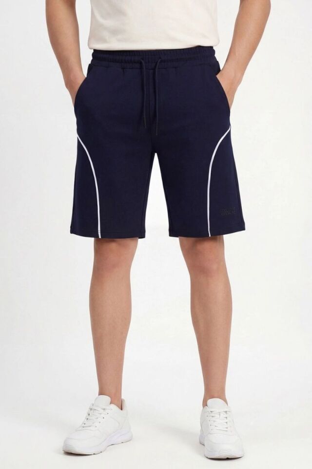 Kompak Slimfit Kalıp Ön Oval Yan Cepli Confort Şort Lacivert - L