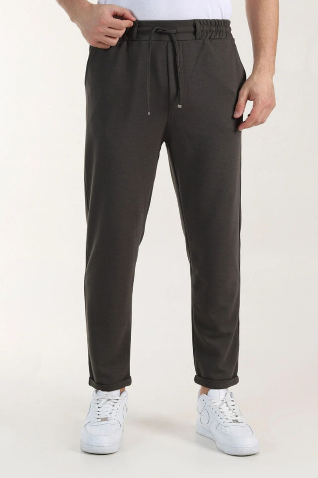 Diyagonel Kumaş Slimfit Rahat Kalıp Arka Cepli Double Paça Erkek Pantolon Haki - M