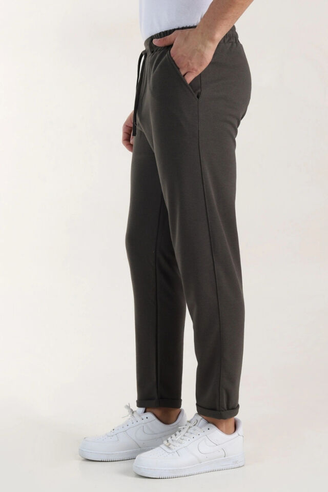 Diyagonel Kumaş Slimfit Rahat Kalıp Arka Cepli Double Paça Erkek Pantolon Haki - M
