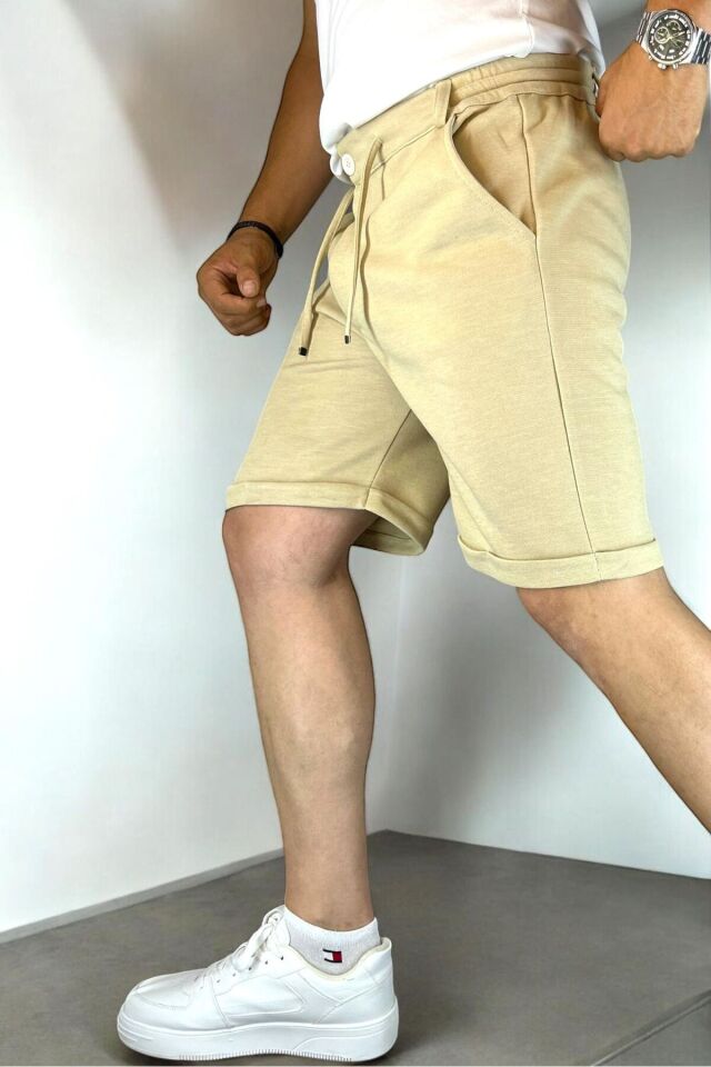 Erkek Comfort Fit Regular Şort Bej - 2XL