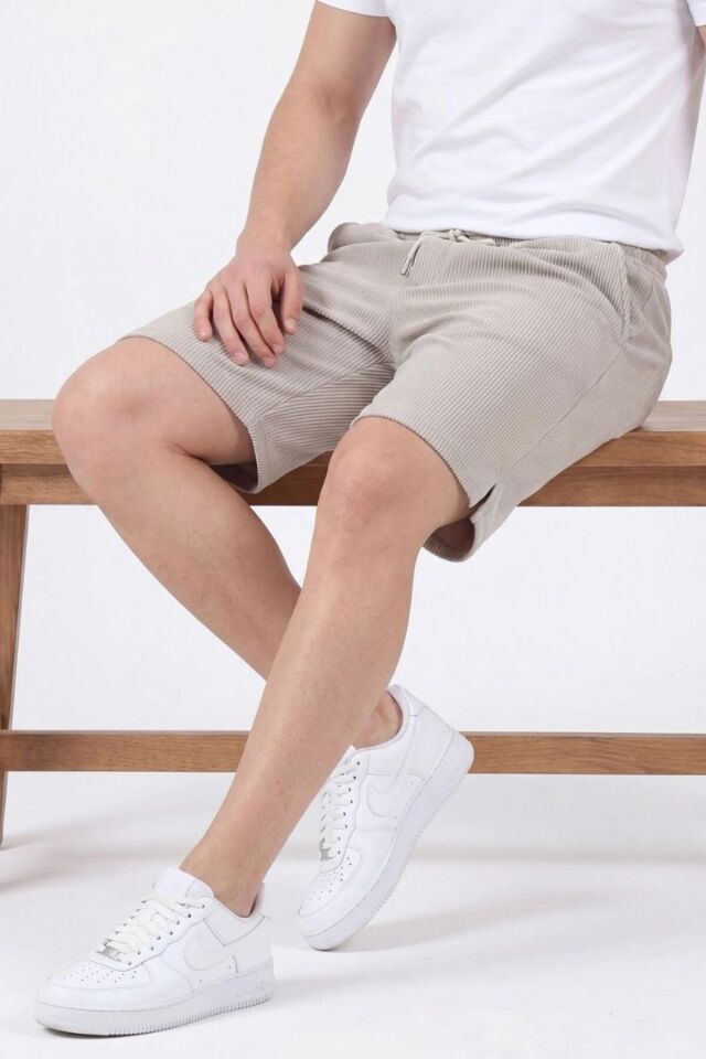 Erkek Look Kumaş Fitilli Yırmaçlı Yan Cepli Günlük Şort Z.Gri - L