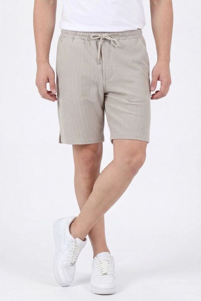 Erkek Look Kumaş Fitilli Yırmaçlı Yan Cepli Günlük Şort Z.Gri - XL