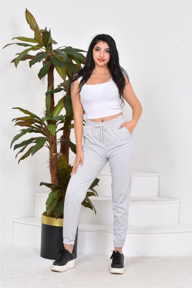 Kadın Ve Erkek Bel Ve Paça Lastikli Slimfit Eşofman Altı Gri̇ - 2XL