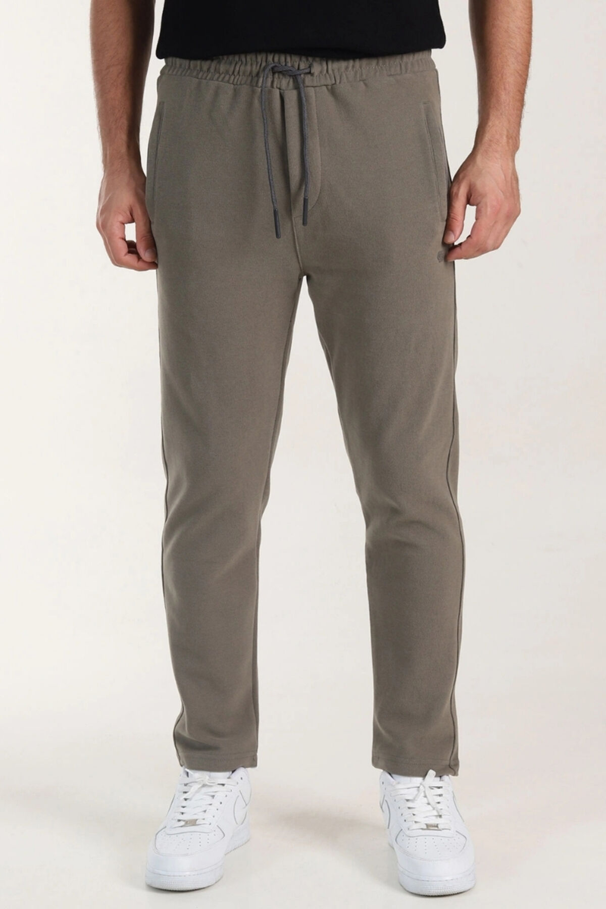 Selanik Slim Fit Düz Paça 3 Iplik Şardonlu Kışlık Alt Eşofmanaltı Kahverengi - 2XL