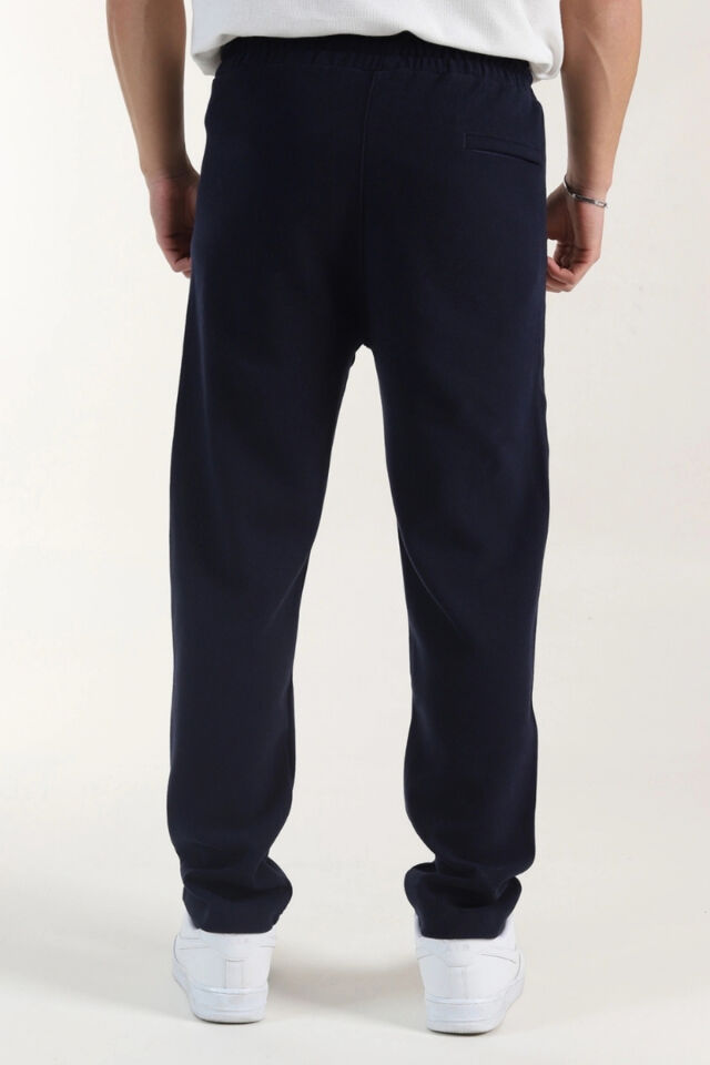 Selanik Slim Fit Düz Paça 3 Iplik Şardonlu Kışlık Alt Eşofmanaltı Koyu-Lacivert - 2XL