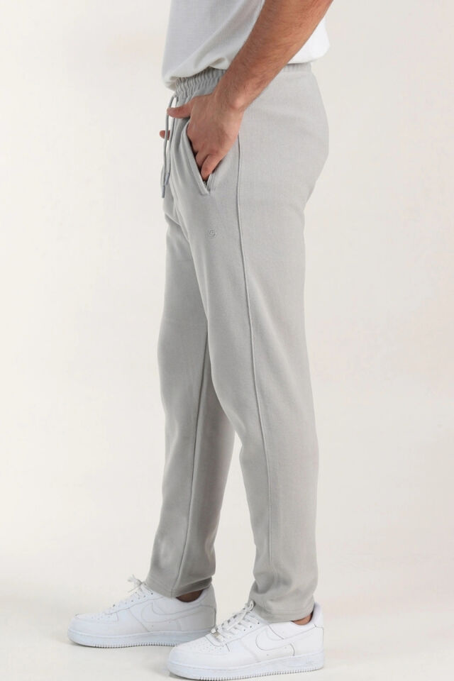 Selanik Slim Fit Düz Paça 3 Iplik Şardonlu Kışlık Alt Eşofmanaltı Taşgri - S