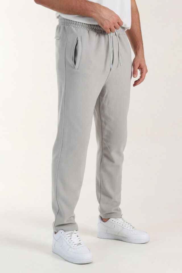 Selanik Slim Fit Düz Paça 3 Iplik Şardonlu Kışlık Alt Eşofmanaltı Taşgri - M