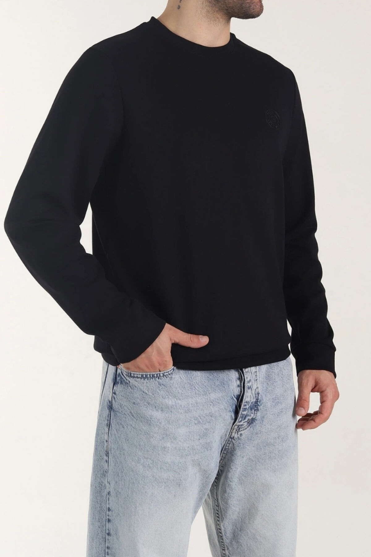 Mevsimlik Bisiklet Yakalı Yumuşak Dokulu Esnek Triko Kazak Siyah - 2XL