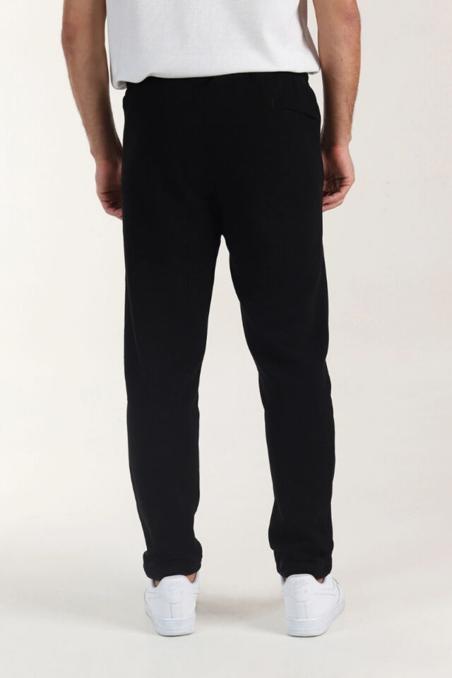 Selanik Slim Fit Düz Paça 3 Iplik Şardonlu Kışlık Alt Eşofmanaltı Koyu-Siyah - S