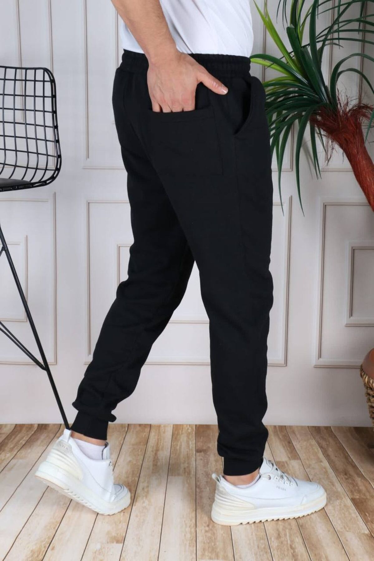 Selanik Slim Fit Düz Paça 3 Iplik Şardonlu Kışlık Alt Eşofmanaltı Si̇yah - M