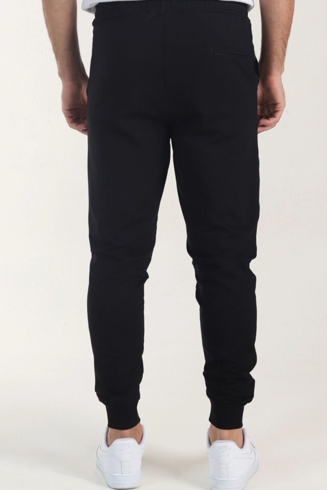 İtalyan Kesim Kompak Yan Cepli Paça Ribanalı Slimfit Kalıp Eşofmanaltı Softsiyah - XL