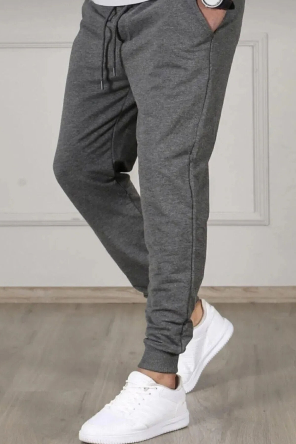 Füme Renk Erkek Slim Fit Jogger Eşofman Altı