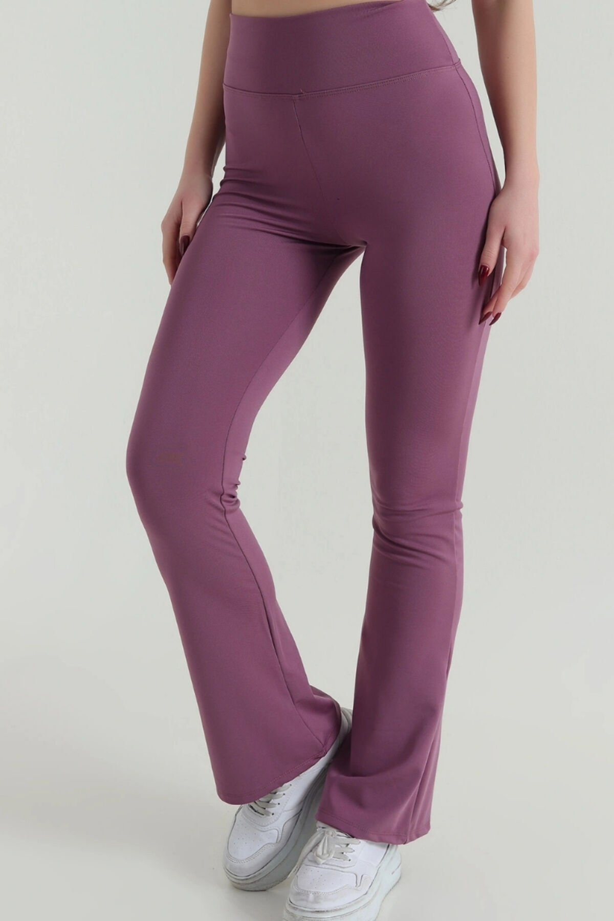 Yüksek Bel İspanyol Paça Toparlayıcı Kadın Tayt Lila-Pink - 2XL