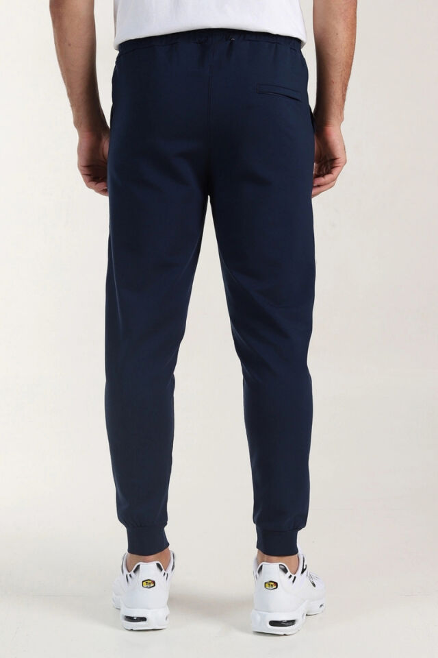 İtalyan Kesim Kompak Yan Cepli Paça Ribanalı Slimfit Kalıp Eşofmanaltı Lacivertt - XL
