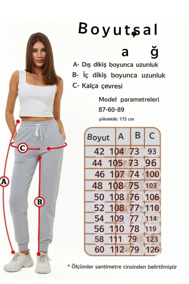 Gri Renk Kadın Slim Fit Jogger Eşofman Altı