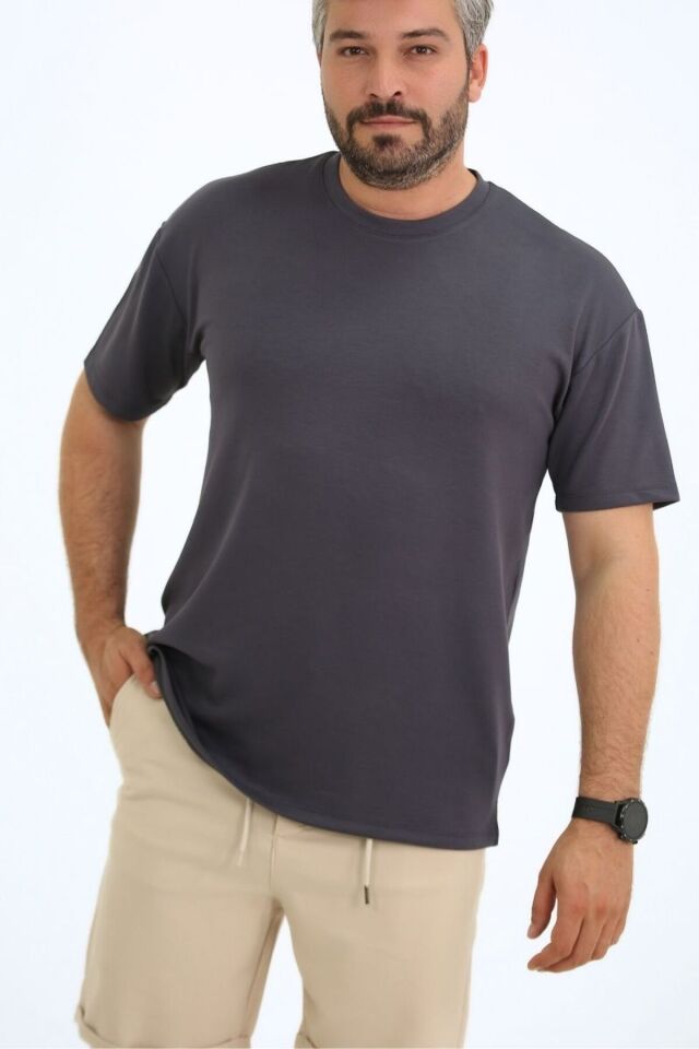 Airsoft 909 Oversize Spesial Modal T-Shirt Füme - L