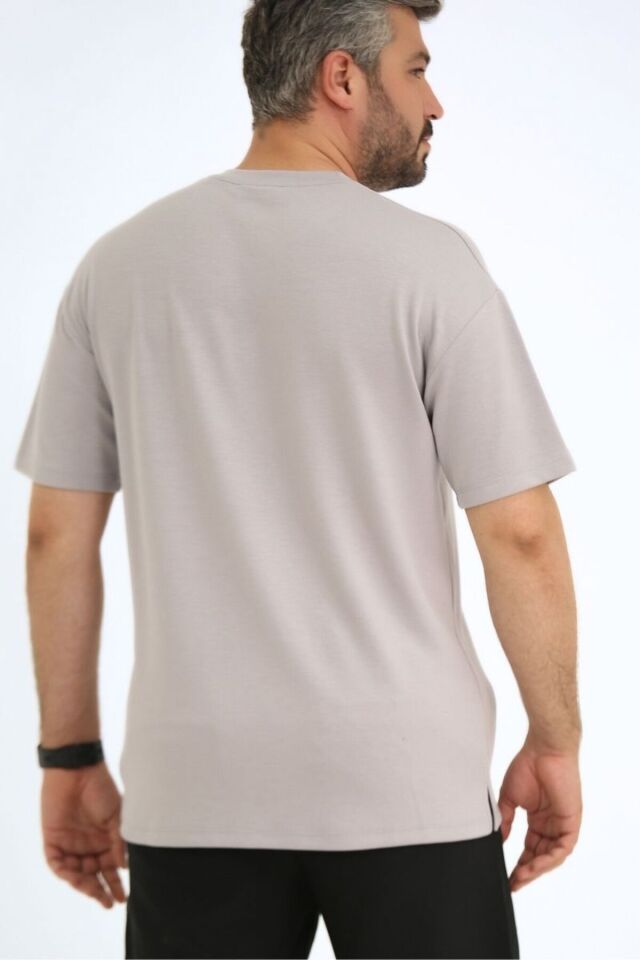 Airsoft 909 Oversize Spesial Modal T-Shirt Taş Gri̇ - XL