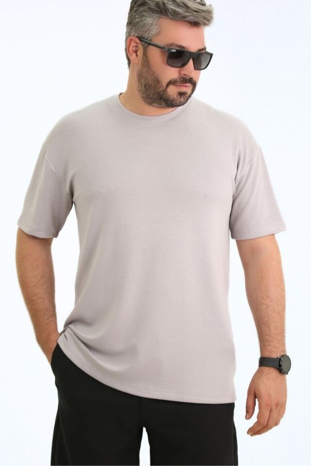 Airsoft 909 Oversize Spesial Modal T-Shirt Taş Gri̇ - 2XL