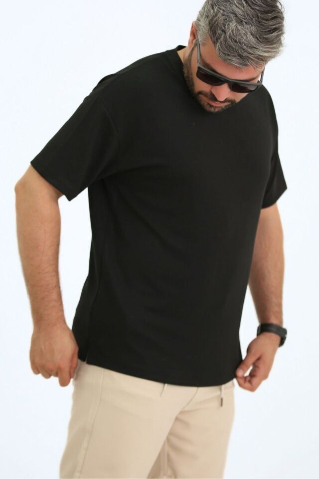 Airsoft 909 Oversize Spesial Modal T-Shirt Siyah - S