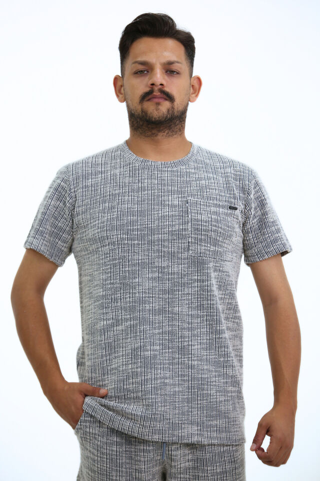 Flamen Üst Cepli Kısa Kol Şortlu Takım Siyah - 2XL