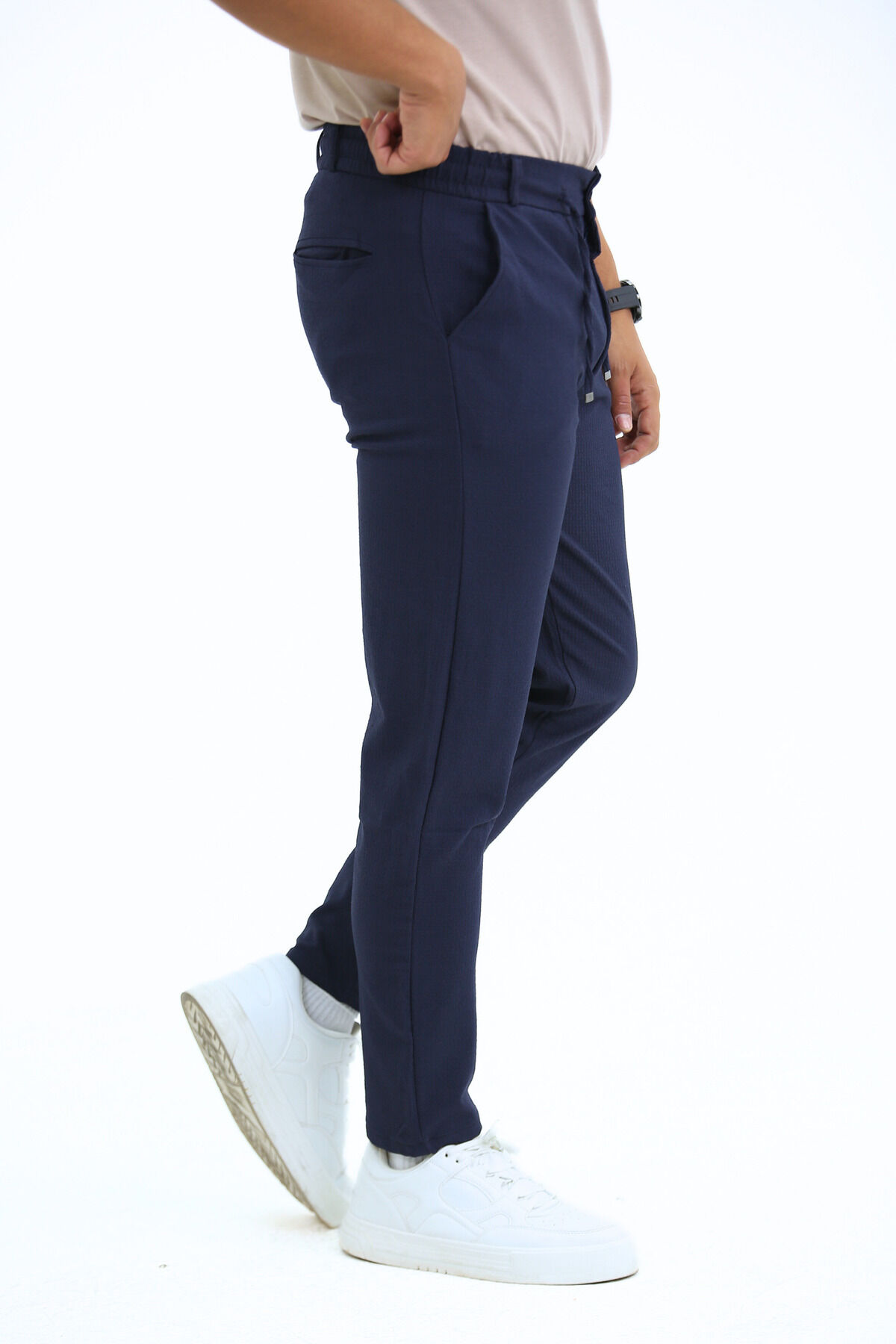 Adaline İtalyan Kesim Düz Paça Pantolon Lacivert - XL