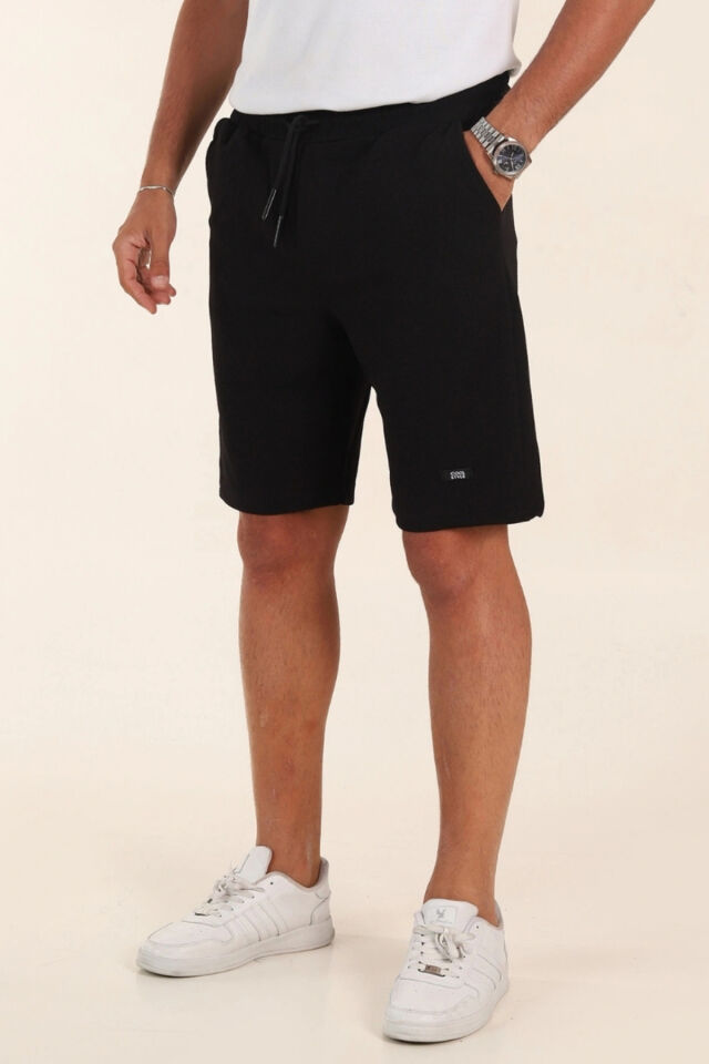 Fino Yan Cepli Şort Koyu Siyah - 2XL