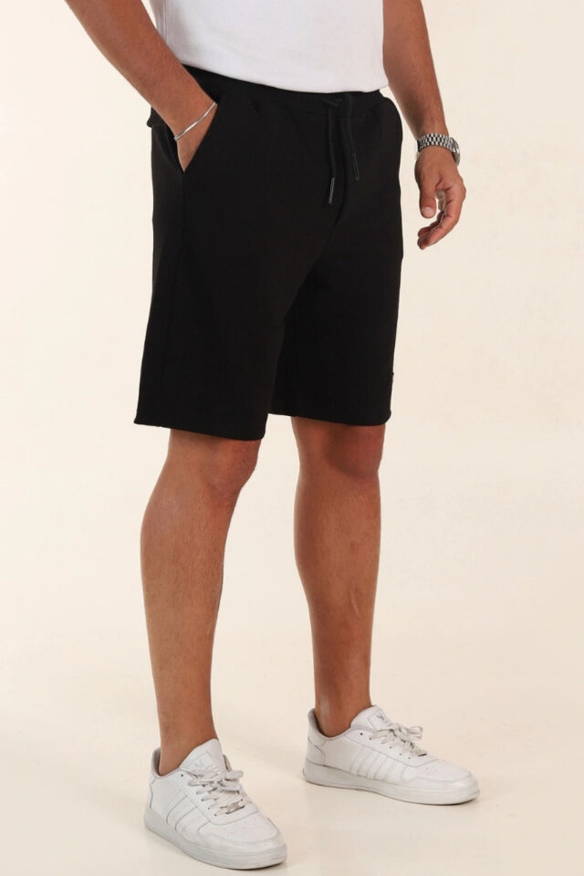 Fino Yan Cepli Şort Koyu Siyah - 2XL