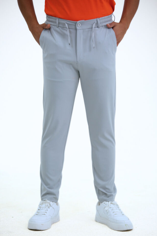 Aşıl Kumaş A Plus Düz Paça Pantolon Taş Gri̇ - 2XL