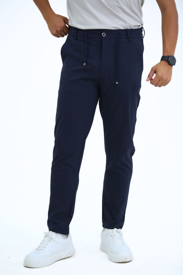 Aşıl Kumaş A Plus Düz Paça Pantolon Lacivert - XL