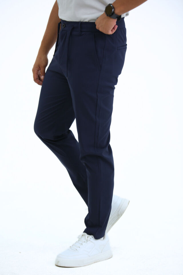 Aşıl Kumaş A Plus Düz Paça Pantolon Lacivert - XL