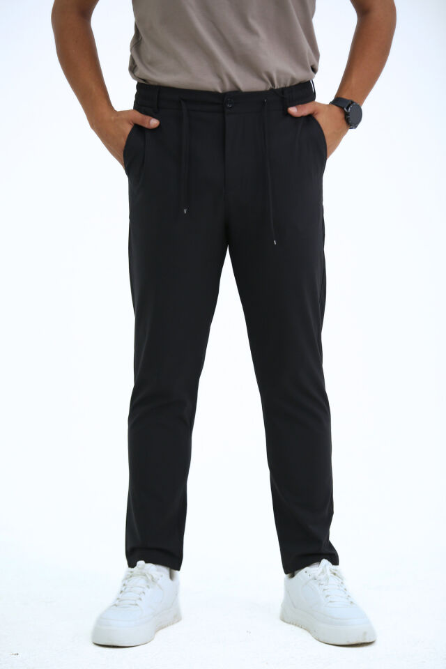 Aşıl Kumaş A Plus Düz Paça Pantolon Siyah - 2XL