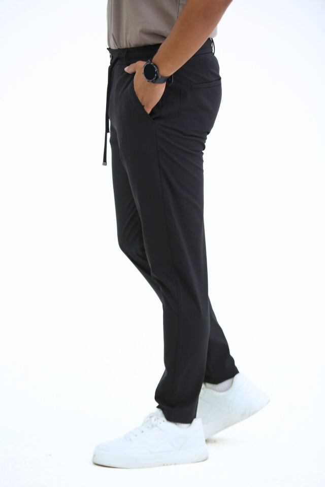 Aşıl Kumaş A Plus Düz Paça Pantolon Siyah - 2XL