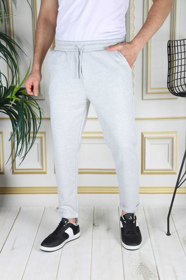 Pike Kumaş Slimfit Rahat Kalıp Arka Cepli Double Paça Erkek Pantolon Gri - 2XL