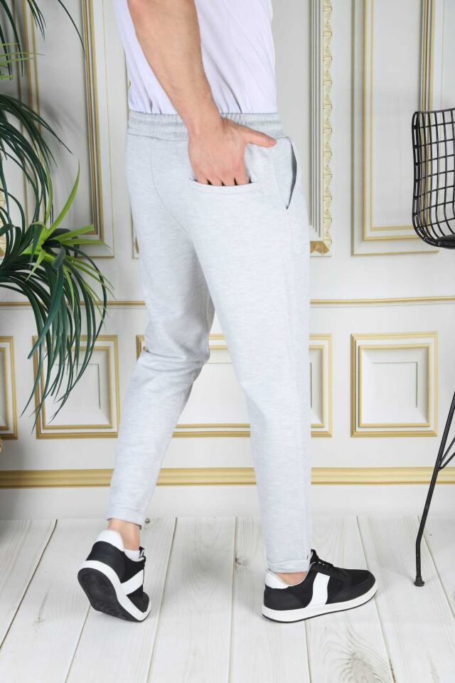 Pike Kumaş Slimfit Rahat Kalıp Arka Cepli Double Paça Erkek Pantolon Gri - 2XL