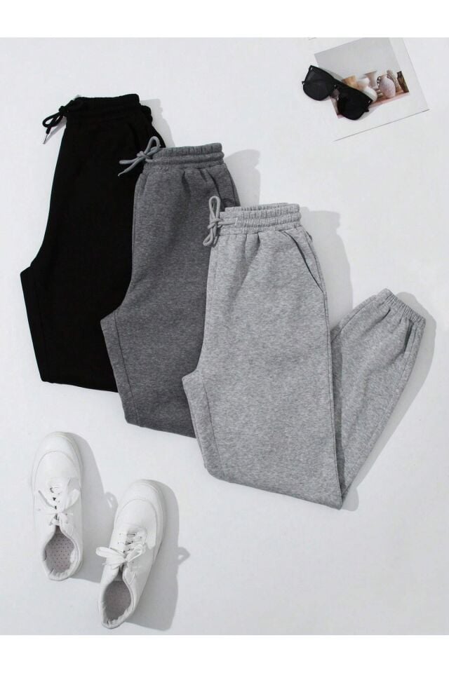 3'lü Unisex Büyük Beden Eşofman Altı - Jogger Eşofman Altı