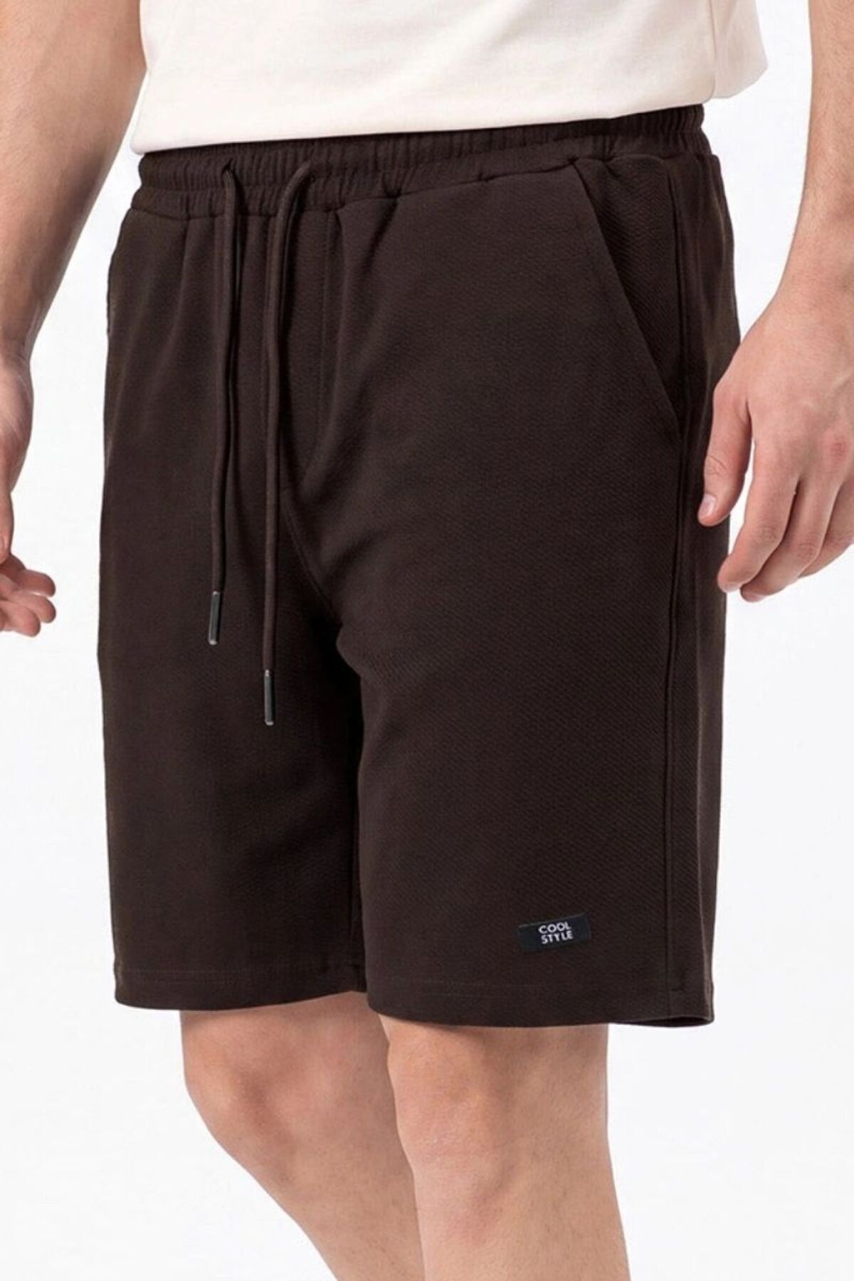 Erkek Fino Yan Cepli Şort Kahverengi - XL