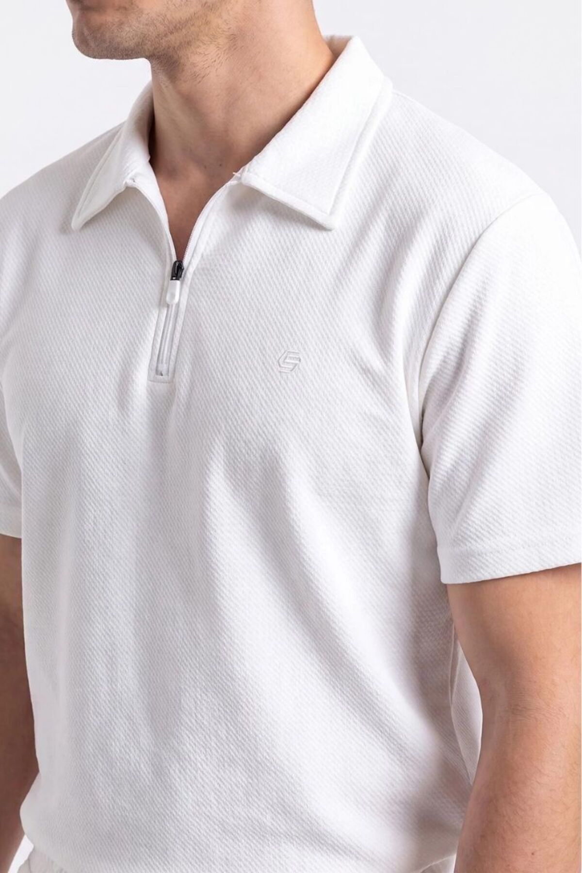 Erkek Fino Baskısız Klasik Şortlu Takım Ekru - 2XL