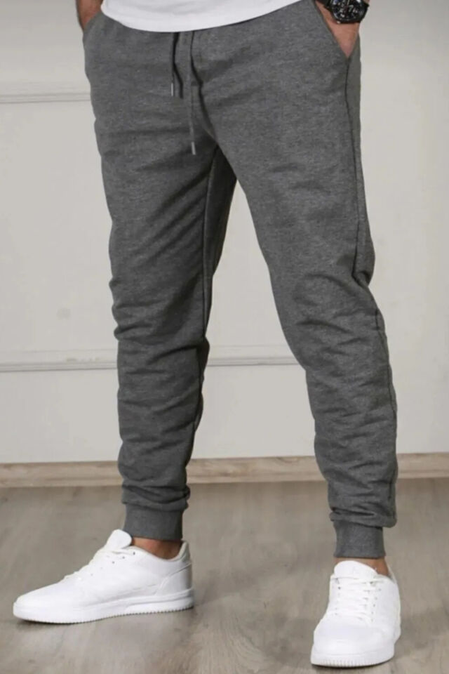 Füme Renk Erkek Slim Fit Jogger Eşofman Altı Açikfüme - XL
