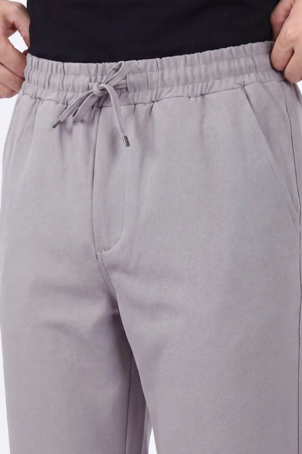 Dabıl Kumaş Erkek Double Paça Pantolon Taş Gri - XL