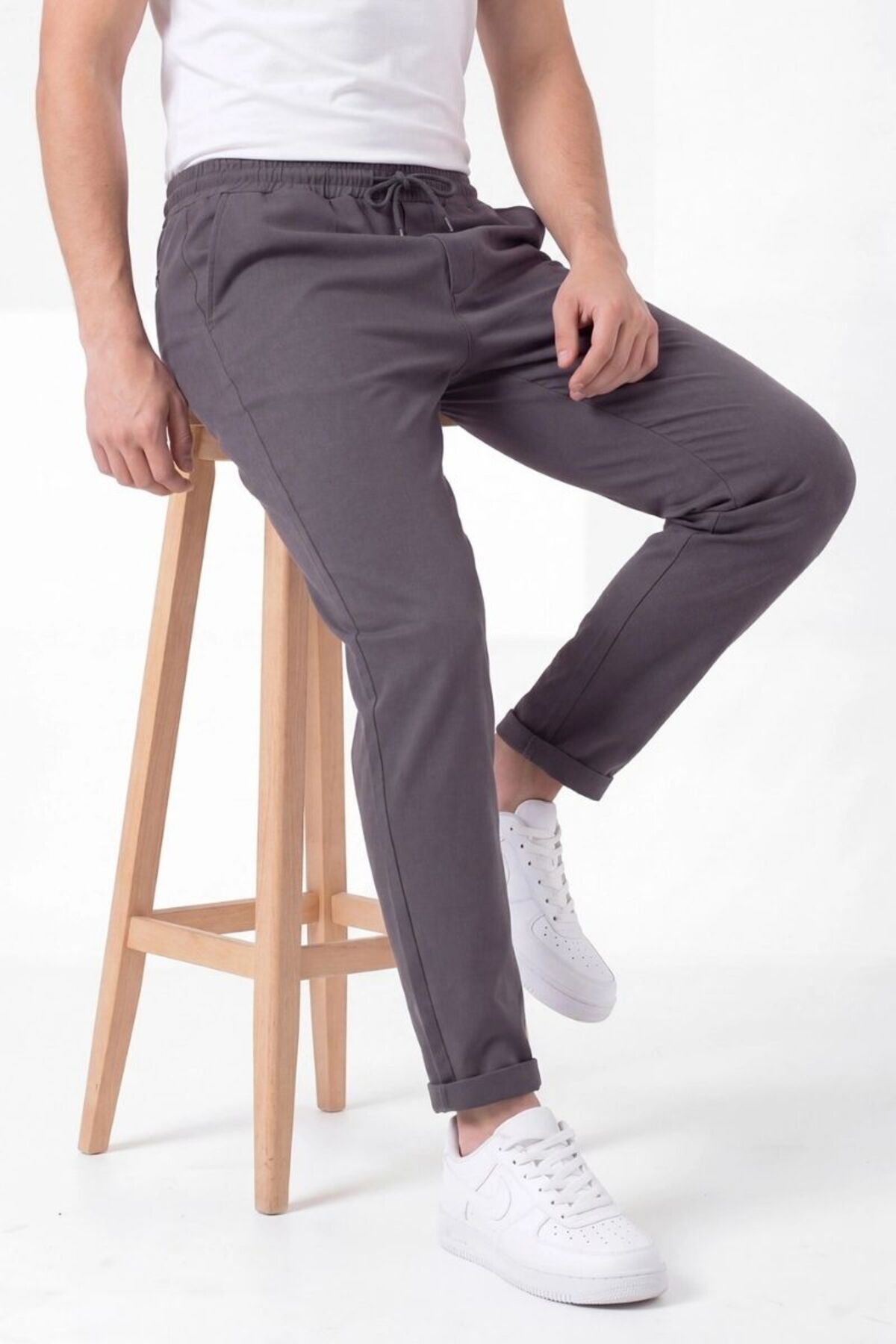 Dabıl Kumaş Erkek Double Paça Pantolon Antrasi̇t - S