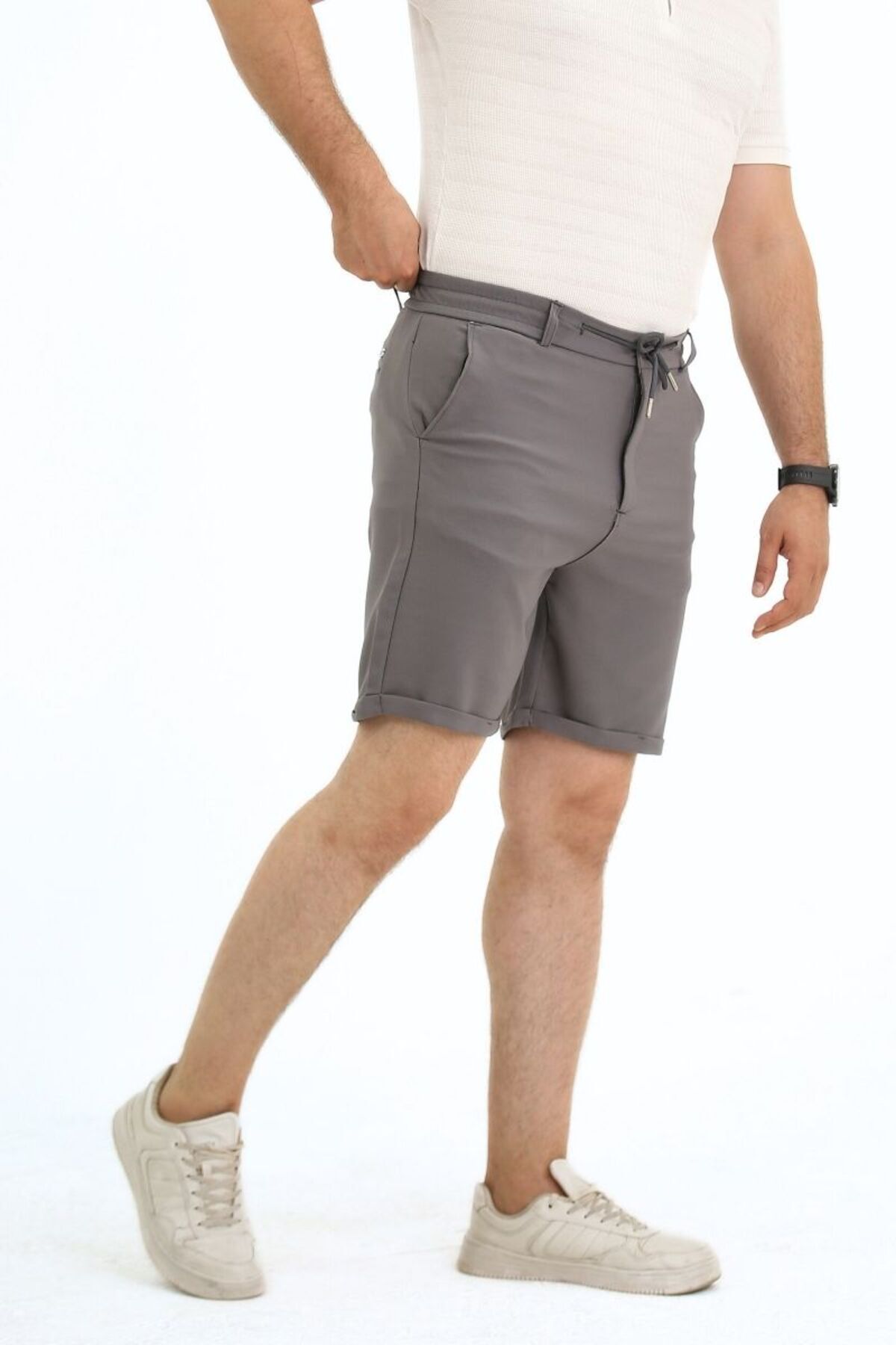 Sinyor Pantolon Şort Boyali Füme - 2XL