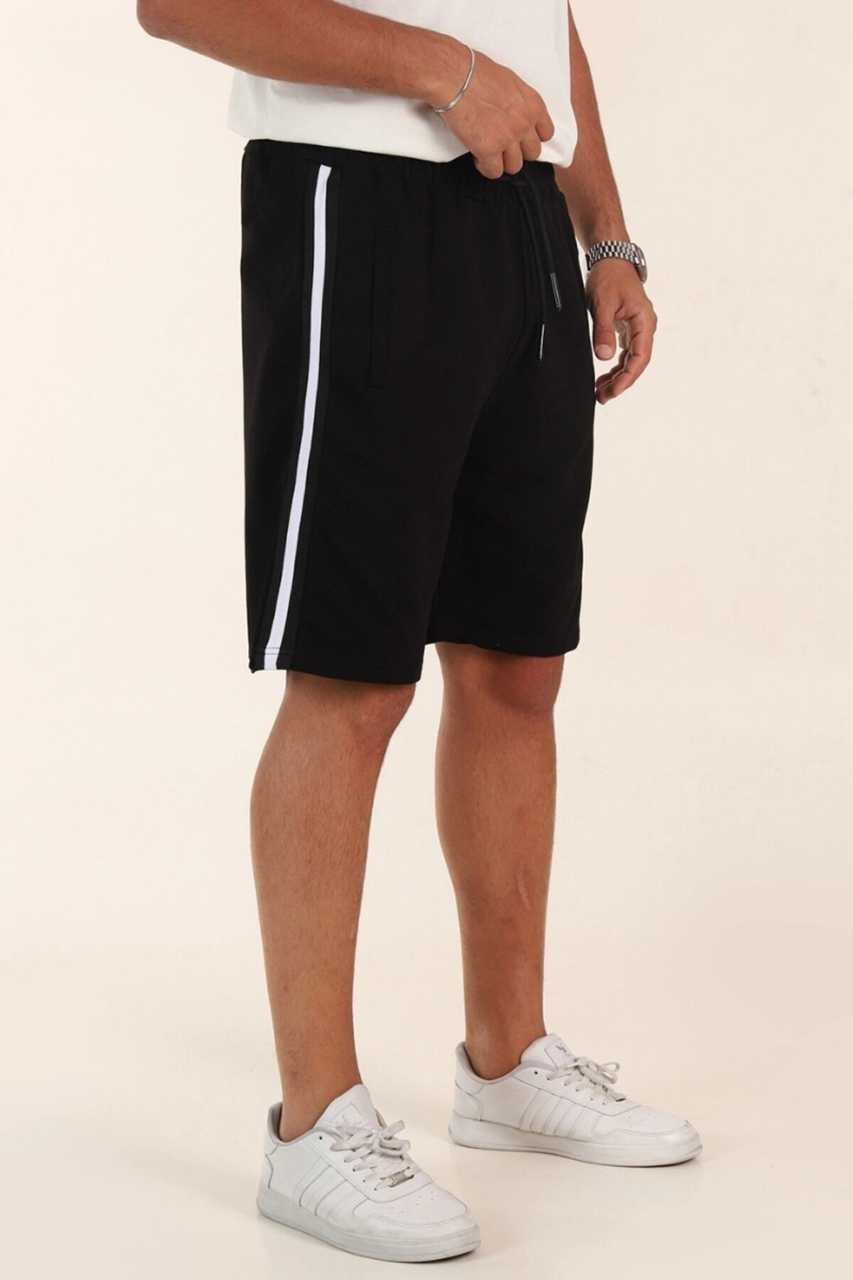 Kompak Yan Raşel Cebi Fermuarlı F25 Şort Siyah - 2XL
