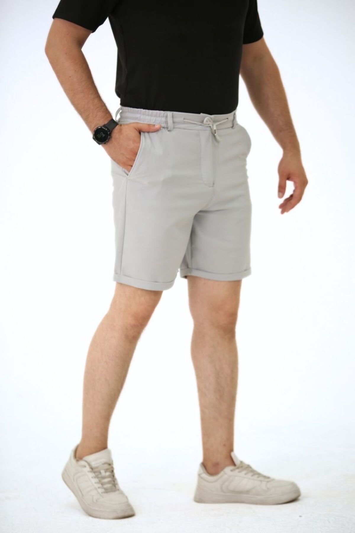 Sinyor Pantolon Şort Taş Gri̇ - 2XL
